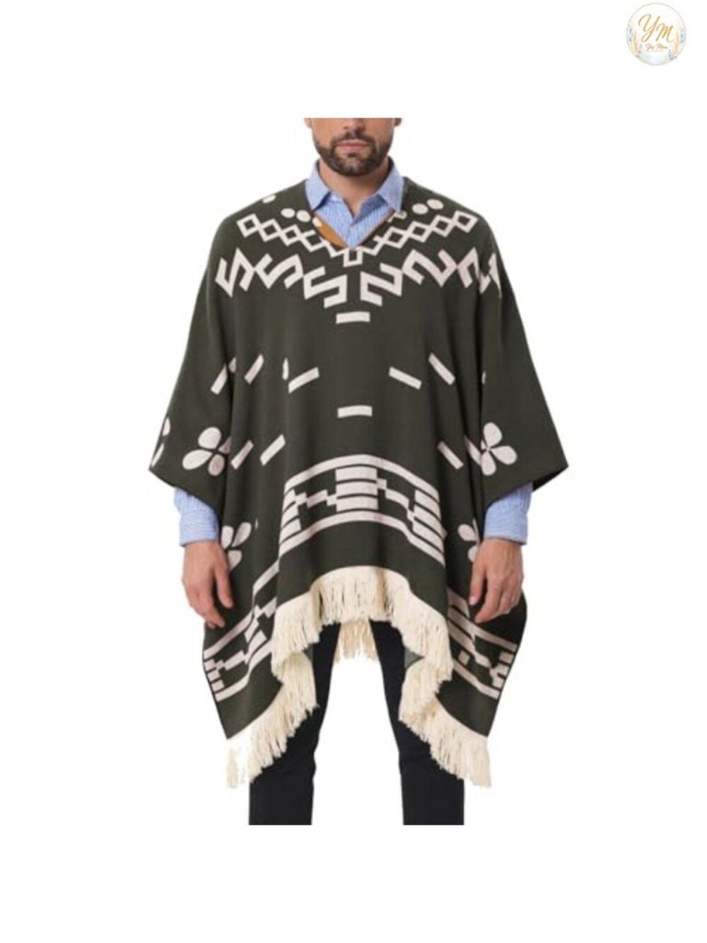 Western Cowboy Poncho Halloween Costume Thick Warm Alpaca Wool Blend
